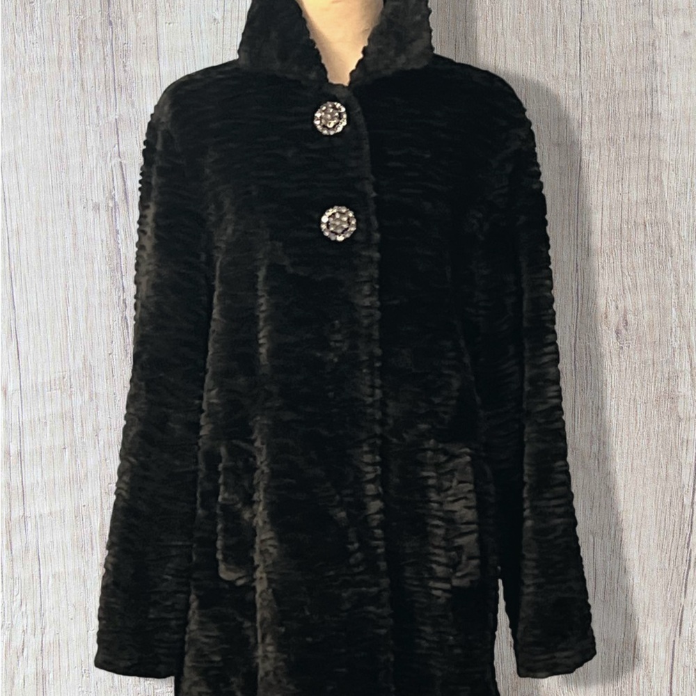 Luxurious Black Faux Fur Coat